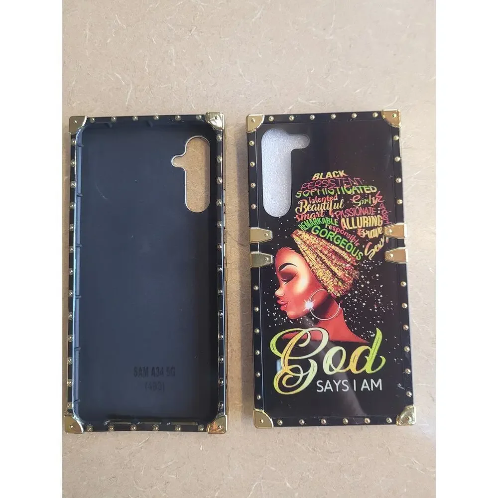 Samsung Galaxy A34 5G Phone Case Blk/Gold Hardware Religious New Lot of 2